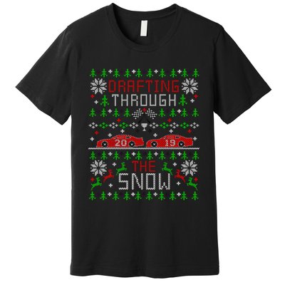 Car Racing Race Fan Funny Ugly Christmas Sweater Party Gift Premium T-Shirt