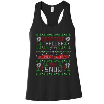 Car Racing Race Fan Funny Ugly Christmas Sweater Party Gift Women's Racerback Tank