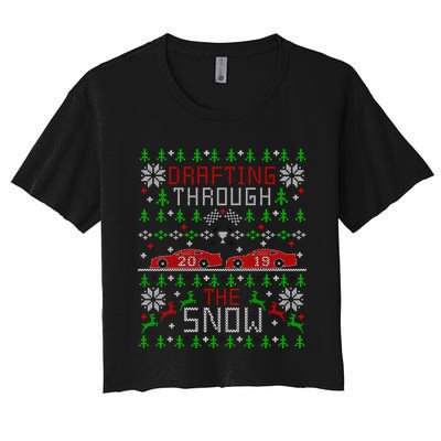 Car Racing Race Fan Funny Ugly Christmas Sweater Party Gift Women's Crop Top Tee