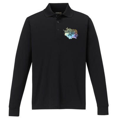 Colorful Rhino Rhinoceros Zoologist Zoology Animal Lover Performance Long Sleeve Polo