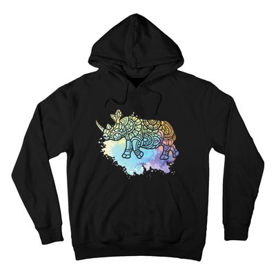 Colorful Rhino Rhinoceros Zoologist Zoology Animal Lover Hoodie