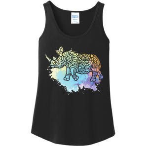 Colorful Rhino Rhinoceros Zoologist Zoology Animal Lover Ladies Essential Tank