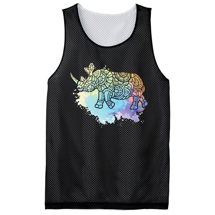 Colorful Rhino Rhinoceros Zoologist Zoology Animal Lover Mesh Reversible Basketball Jersey Tank