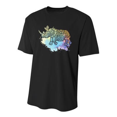 Colorful Rhino Rhinoceros Zoologist Zoology Animal Lover Youth Performance Sprint T-Shirt