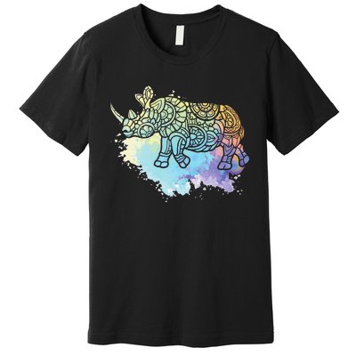 Colorful Rhino Rhinoceros Zoologist Zoology Animal Lover Premium T-Shirt