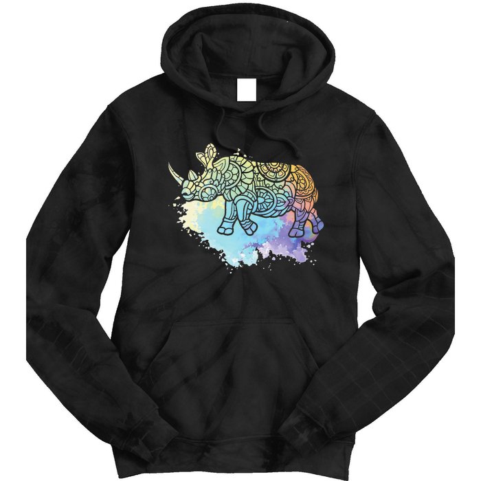 Colorful Rhino Rhinoceros Zoologist Zoology Animal Lover Tie Dye Hoodie