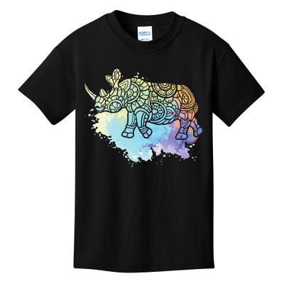 Colorful Rhino Rhinoceros Zoologist Zoology Animal Lover Kids T-Shirt