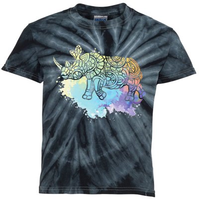 Colorful Rhino Rhinoceros Zoologist Zoology Animal Lover Kids Tie-Dye T-Shirt