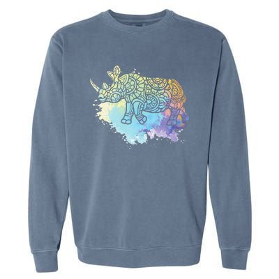 Colorful Rhino Rhinoceros Zoologist Zoology Animal Lover Garment-Dyed Sweatshirt