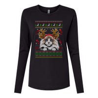 Cute Reindeer Ragdoll Cat Xmas Lights Ugly Christmas Sweater Long Sleeve Womens Cotton Relaxed Long Sleeve T-Shirt