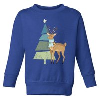 Cute Reindeer Rudolf And Christmas Tree Believe In Christmas Meaningful Gift Toddler Sweatshirt