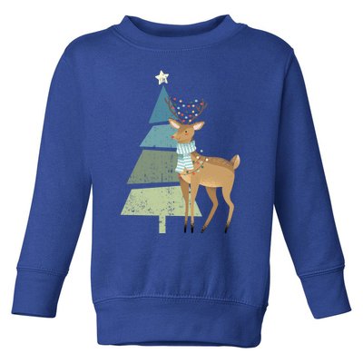 Cute Reindeer Rudolf And Christmas Tree Believe In Christmas Meaningful Gift Toddler Sweatshirt