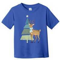 Cute Reindeer Rudolf And Christmas Tree Believe In Christmas Meaningful Gift Toddler T-Shirt