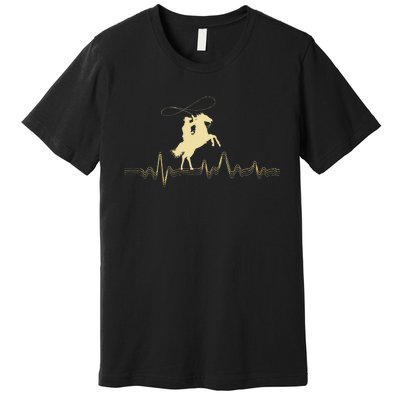 Cowboy Roping Roper Horse Riding Equestrian Header Heeler Premium T-Shirt