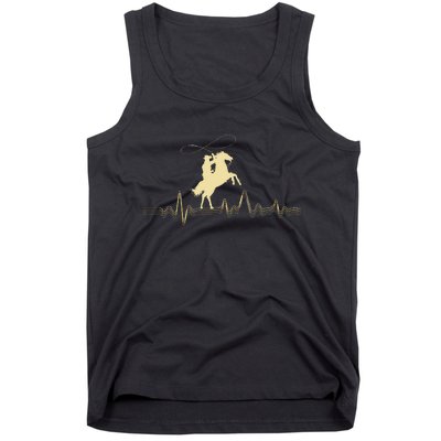 Cowboy Roping Roper Horse Riding Equestrian Header Heeler Tank Top