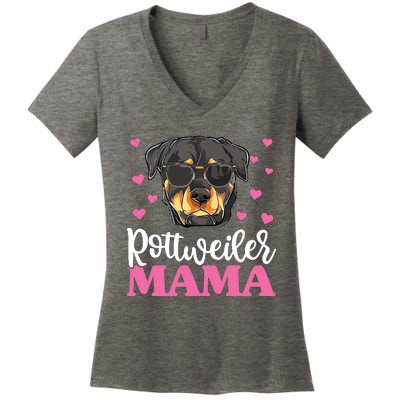 Cute Rottie Rottweiler Mama Shirts Mothers Day Dog Mom Women's V-Neck T-Shirt