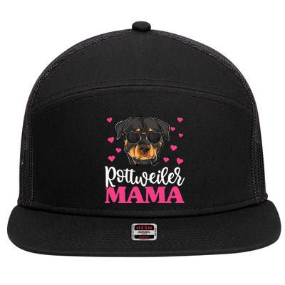 Cute Rottie Rottweiler Mama Funny Mothers Day Dog Mom 7 Panel Mesh Trucker Snapback Hat