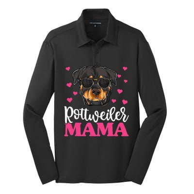 Cute Rottie Rottweiler Mama Funny Mothers Day Dog Mom Silk Touch Performance Long Sleeve Polo