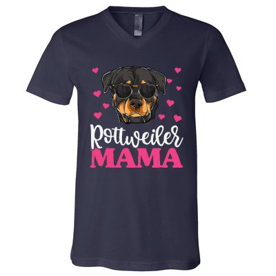 Cute Rottie Rottweiler Mama Funny Mothers Day Dog Mom V-Neck T-Shirt