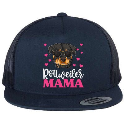 Cute Rottie Rottweiler Mama Funny Mothers Day Dog Mom Flat Bill Trucker Hat