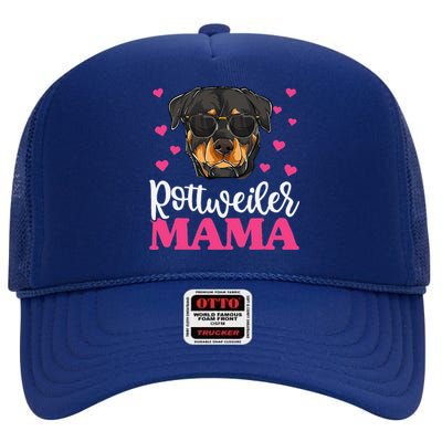 Cute Rottie Rottweiler Mama Funny Mothers Day Dog Mom High Crown Mesh Back Trucker Hat