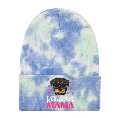 Cute Rottie Rottweiler Mama Funny Mothers Day Dog Mom Tie Dye 12in Knit Beanie