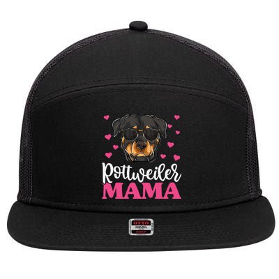 Cute Rottie Rottweiler Mama Mothers Day Dog Mom 7 Panel Mesh Trucker Snapback Hat