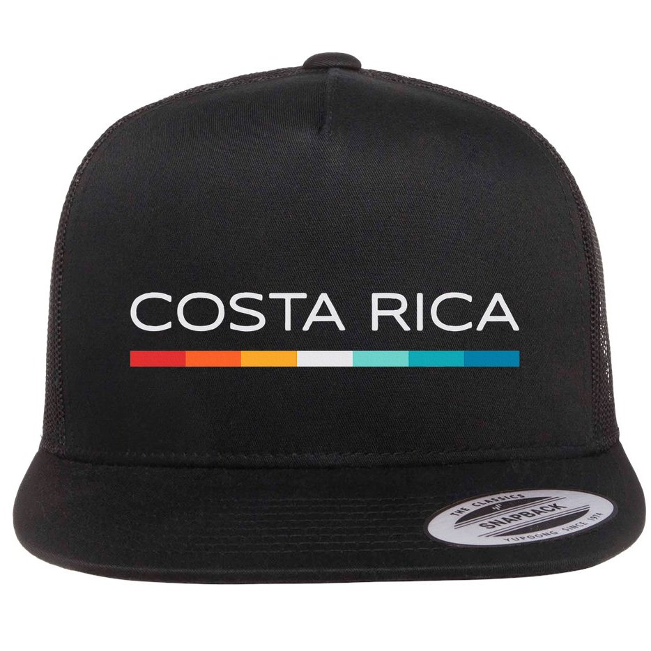 Costa Rica Retro Design Flat Bill Trucker Hat