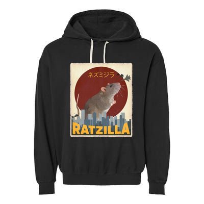 Cute Ratzilla Rat Mouse Japanese Anime Garment-Dyed Fleece Hoodie