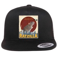 Cute Ratzilla Rat Mouse Japanese Anime Flat Bill Trucker Hat