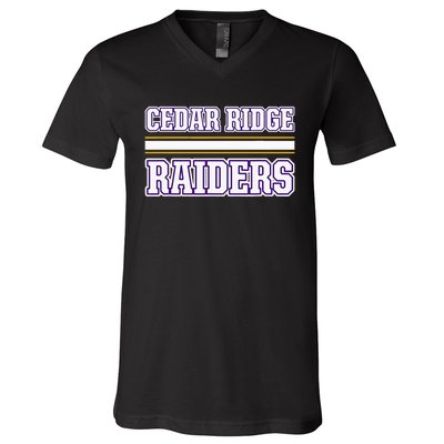 Cedar Ridge Raiders Horizontal Stripes V-Neck T-Shirt