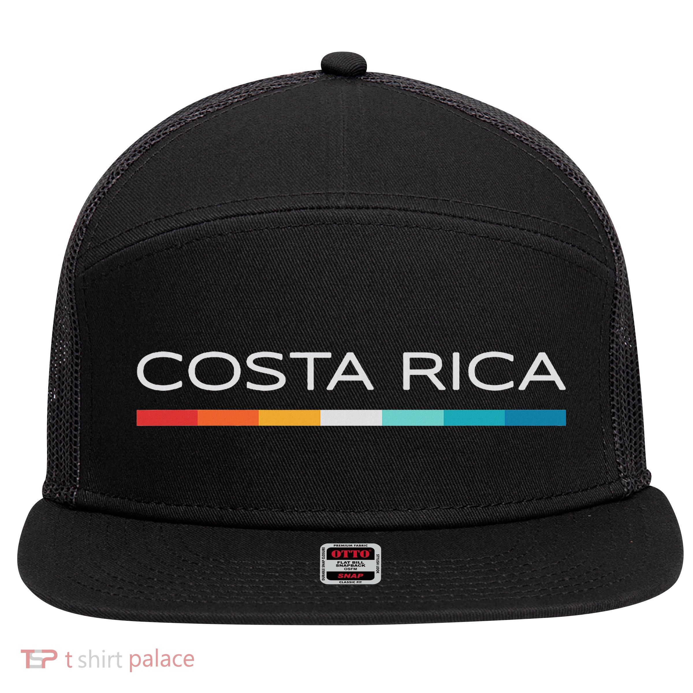 Costa Rica Retro Design 7 Panel Mesh Trucker Snapback Hat