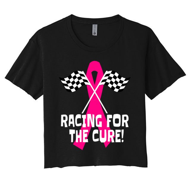 Car Races Racing For A Cure Pink Ribbon Breast Cancer Crop Top