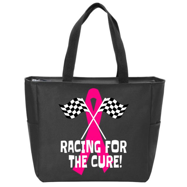 Car Races Racing For A Cure Pink Ribbon Breast Cancer Zip Tote Bag