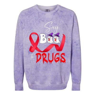 Cute Red Ribbon Week Say BOO To Drugs Halloween Colorblast Crewneck Sweatshirt