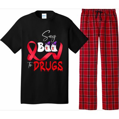 Cute Red Ribbon Week Say BOO To Drugs Halloween Pajama Set