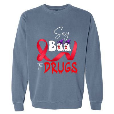 Cute Red Ribbon Week Say BOO To Drugs Halloween Garment-Dyed Sweatshirt