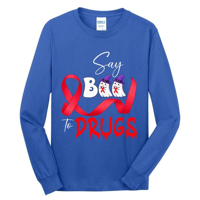 Cute Red Ribbon Week Say BOO To Drugs Halloween Tall Long Sleeve T-Shirt