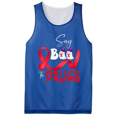 Cute Red Ribbon Week Say BOO To Drugs Halloween Mesh Reversible Basketball Jersey Tank