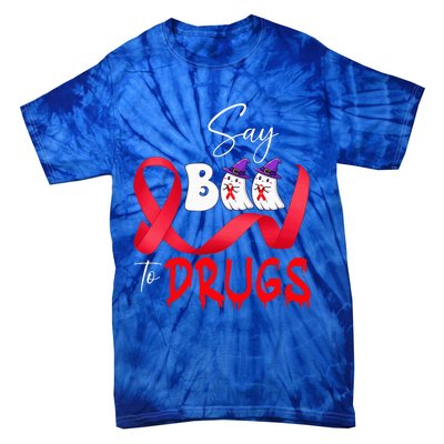 Cute Red Ribbon Week Say BOO To Drugs Halloween Tie-Dye T-Shirt