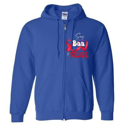 Cute Red Ribbon Week Say BOO To Drugs Halloween Full Zip Hoodie