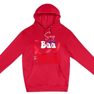 Cute Red Ribbon Week Say BOO To Drugs Halloween Premium Pullover Hoodie