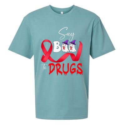 Cute Red Ribbon Week Say BOO To Drugs Halloween Sueded Cloud Jersey T-Shirt