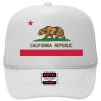 California Republic State Flag High Crown Mesh Back Trucker Hat