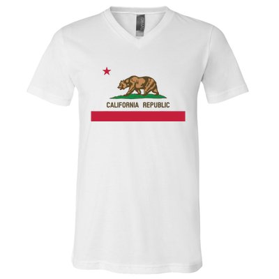 California Republic State Flag V-Neck T-Shirt