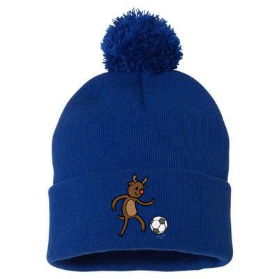 Christmas Reindeer Soccer Football Xmas Meaningful Gift Pom Pom 12in Knit Beanie