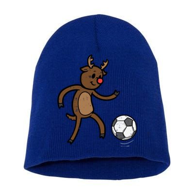 Christmas Reindeer Soccer Football Xmas Meaningful Gift Short Acrylic Beanie