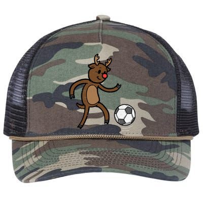 Christmas Reindeer Soccer Football Xmas Meaningful Gift Retro Rope Trucker Hat Cap