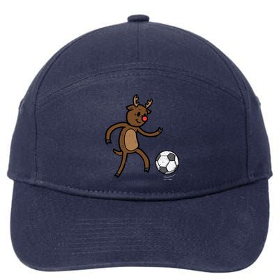 Christmas Reindeer Soccer Football Xmas Meaningful Gift 7-Panel Snapback Hat