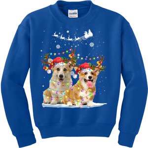 Corgi Reindeer Santa Hat Xmas Lights Christmas Xmas Gift Kids Sweatshirt